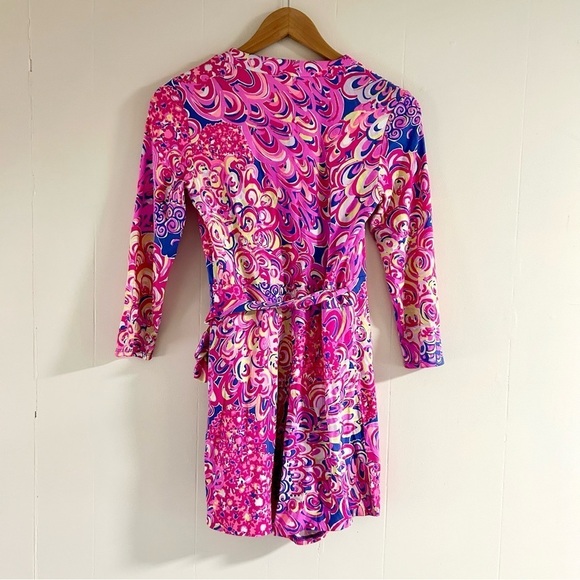 Lilly Pulitzer Karlie Wrap Romper in Iris Pop Up Lilly's Lagoon sz XS - Picture 5 of 5